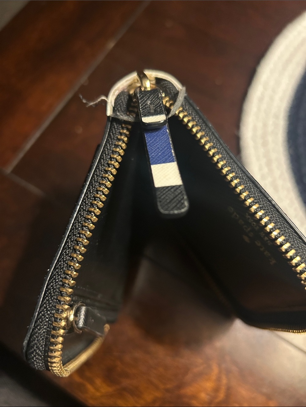 kate spade navy and blush striped zip wallet - Picture 4 of 7
